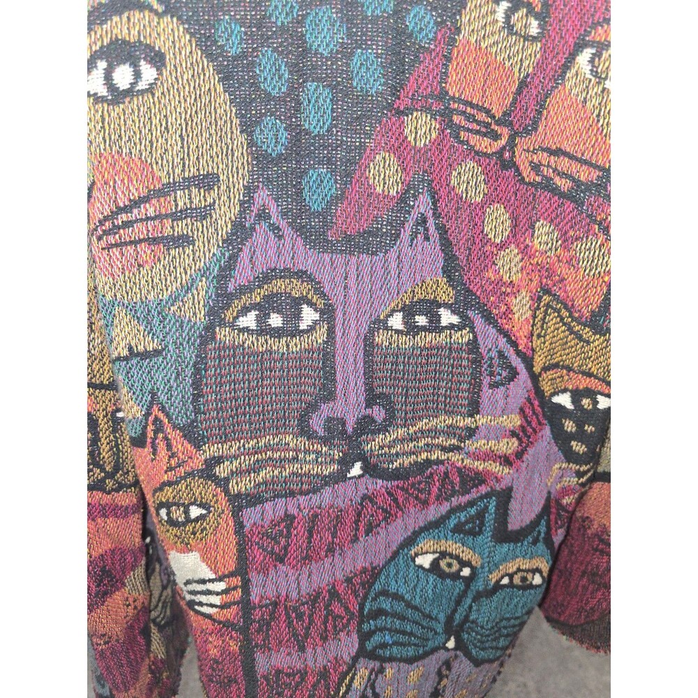 Vtg Laurel Burch woven tapestry blazer of CATS! - Picture 5 of 12